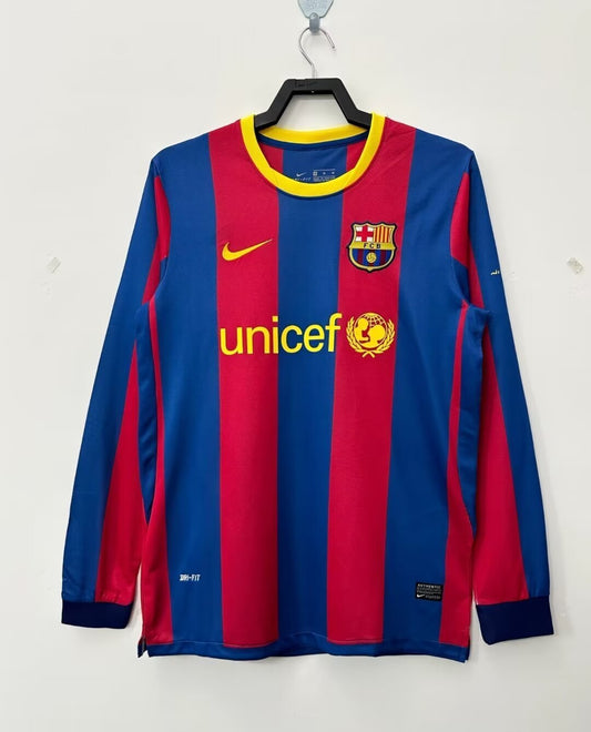 Camiseta retro de manga larga del equipo Barcelona para hombre - Temporada 2010/11