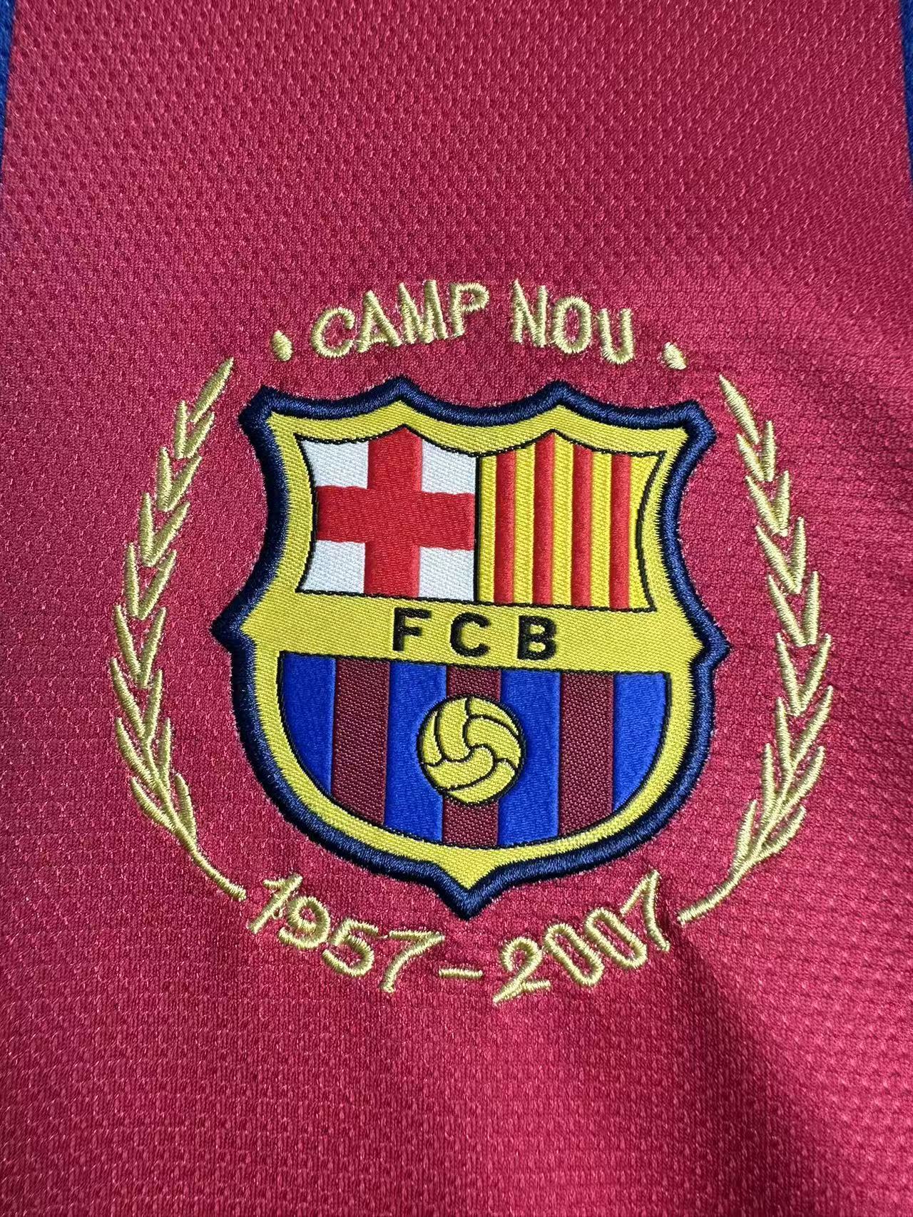 Maillot Rétro Domicile Homme à Manches Longues FC Barcelone - 2007/08