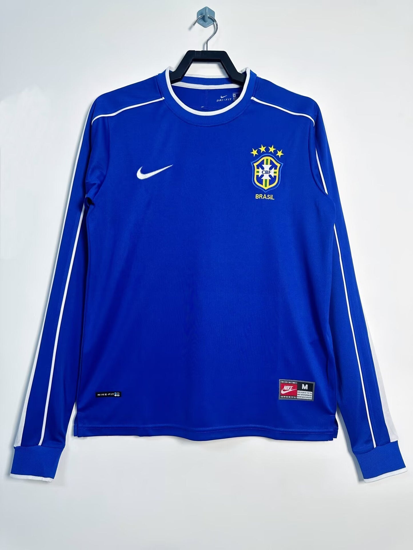 Maillot rétro à manches longues de l'équipe nationale du Brésil 1998