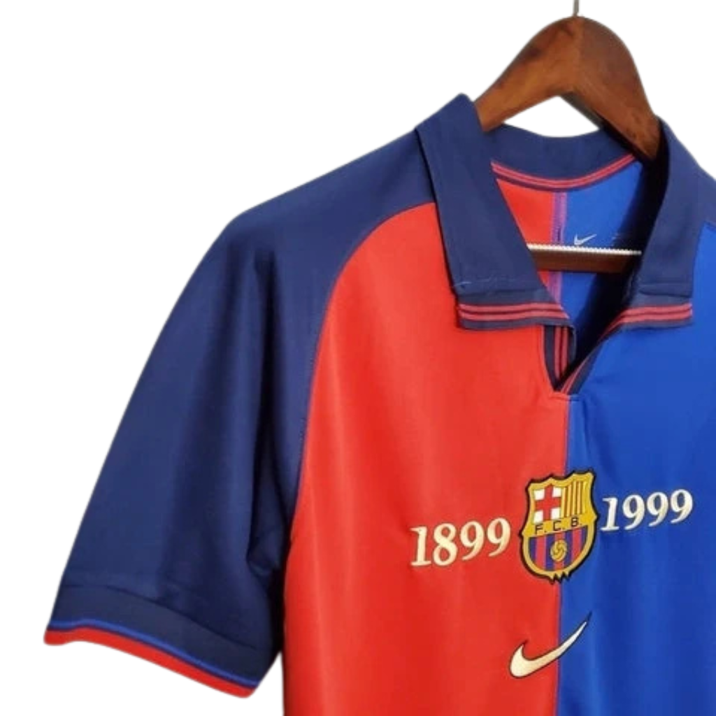 Jersey Barcelona 100 Anos Retro 1999 Azul e Grená - Nike