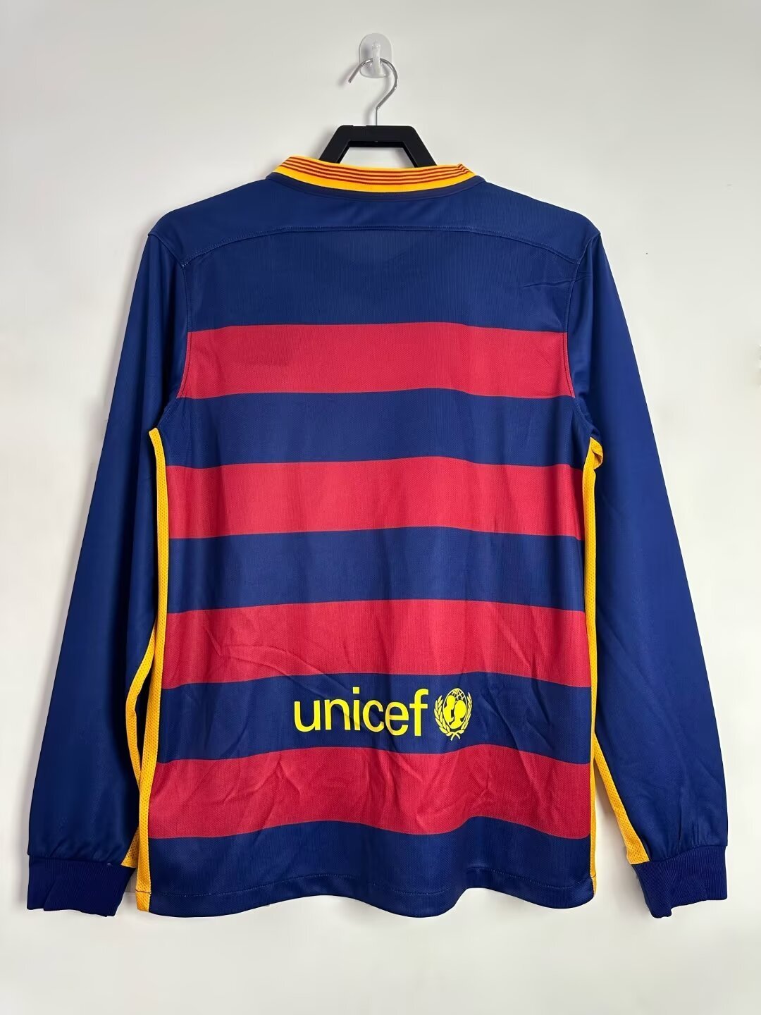 Maillot rétro à manches longues du FC Barcelone pour homme, saison 2015/16