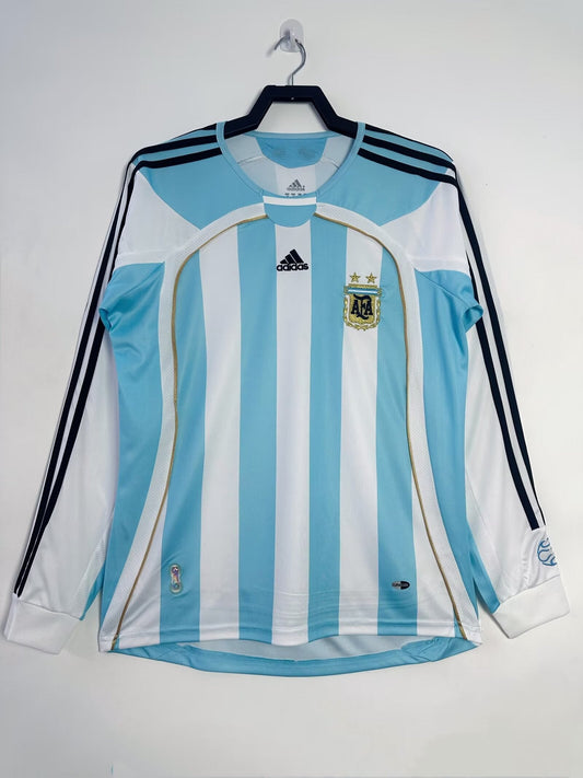 Camiseta Retro de Manga Larga para Hombre de la Selección Nacional de Argentina - Local 2006/07