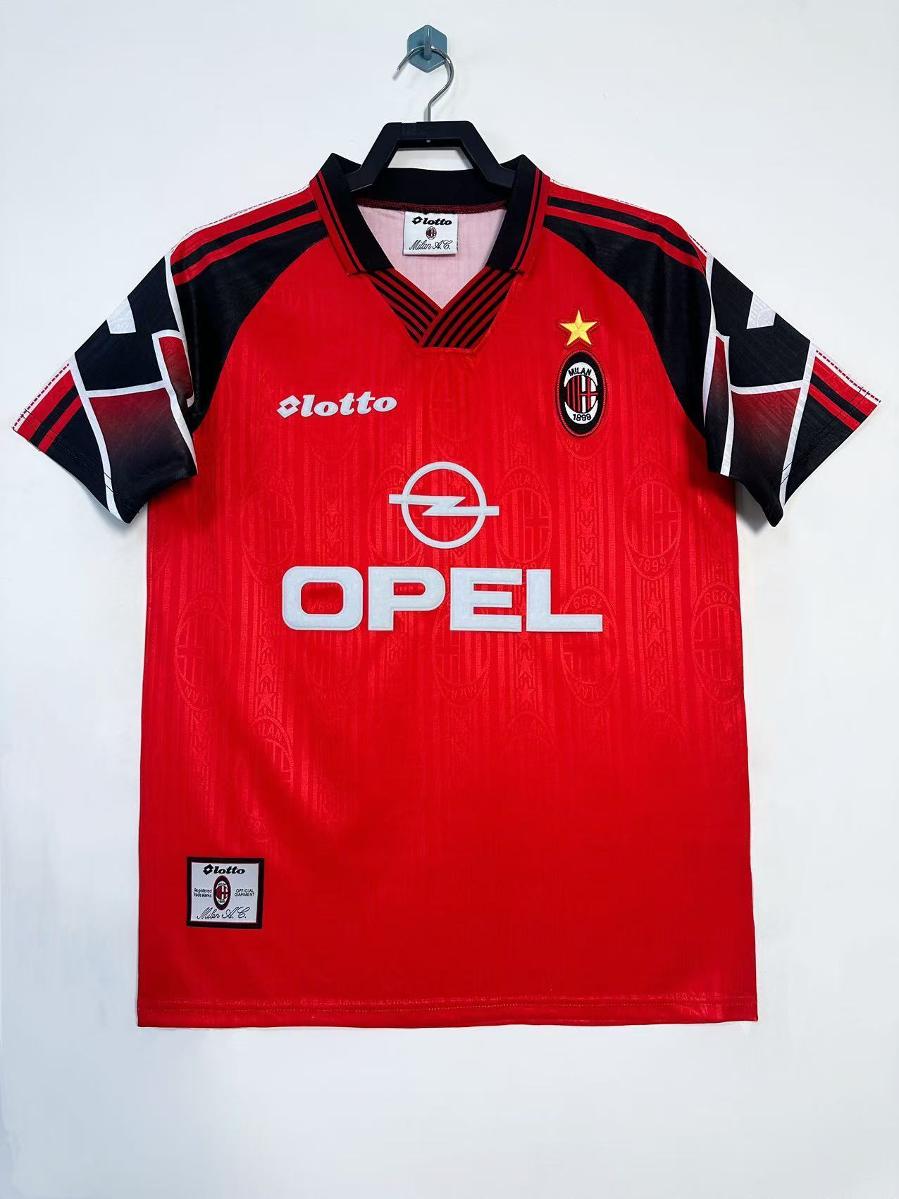Camiseta Retro de Hombre Edición Especial del Equipo de Milán Roja - 1997/1998