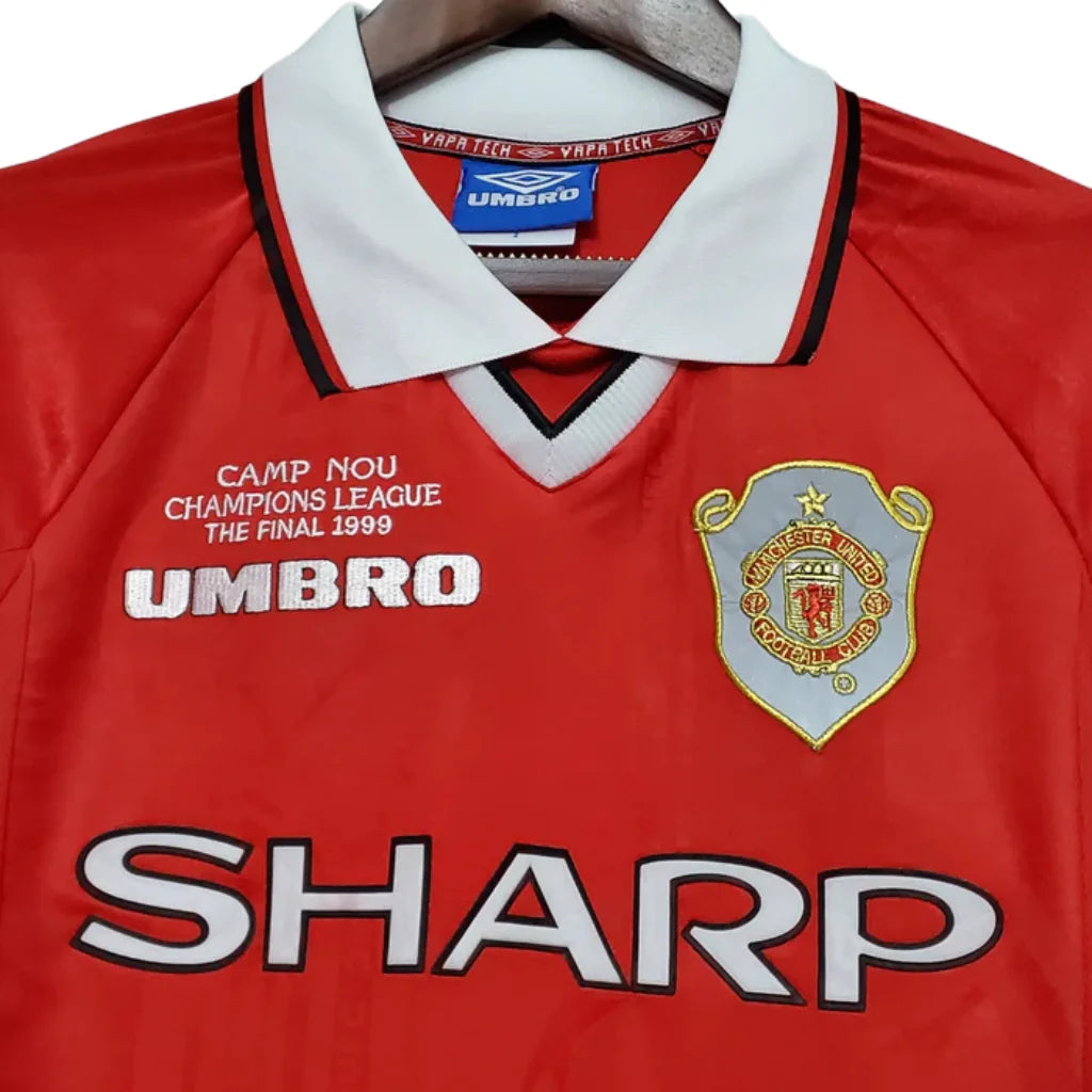 Retro Manga Larga Manchester United Roja - 1999