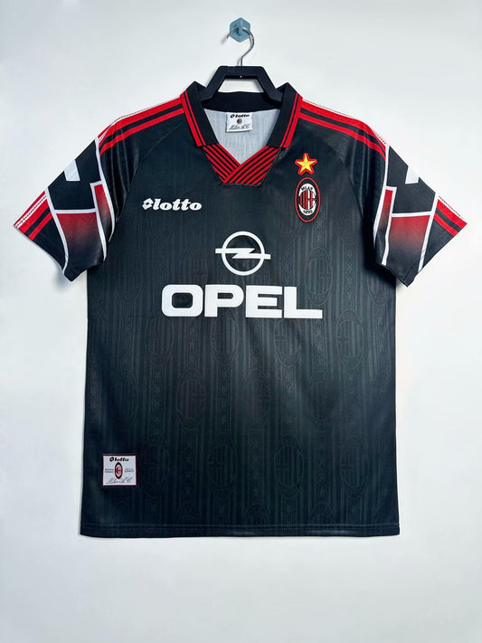 Camiseta Retro para Hombre Edición Especial del Equipo Milán Negra - 1997/1998