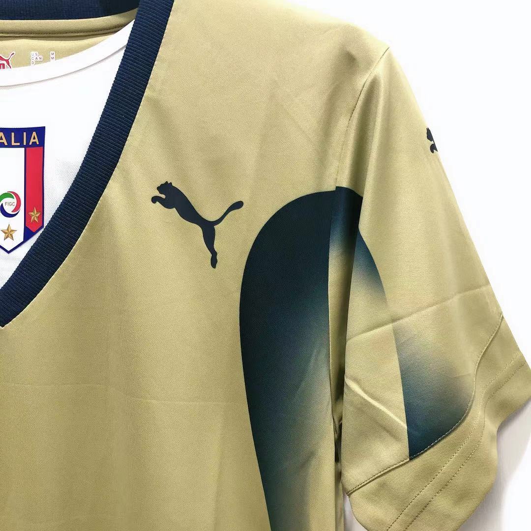 Camiseta Retro de Hombre Italia Selección Nacional GK Dorada - 2006