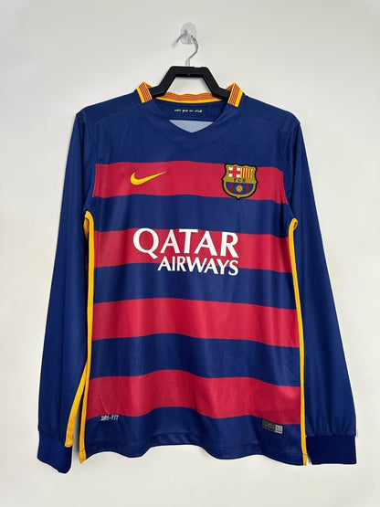 Maillot rétro à manches longues du FC Barcelone pour homme, saison 2015/16