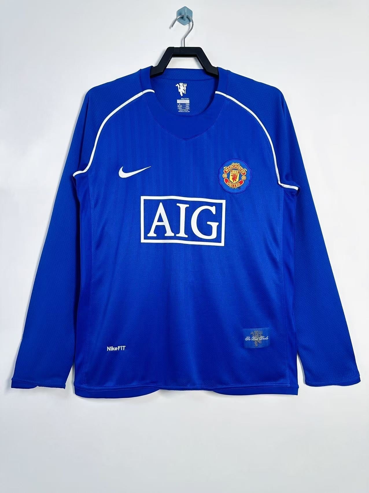 Maillot Rétro Homme Manches Longues Manchester United Bleu Gardien - 2007/08