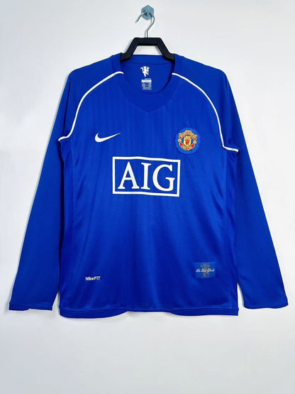 Maillot Rétro Homme Manches Longues Manchester United Bleu Gardien - 2007/08