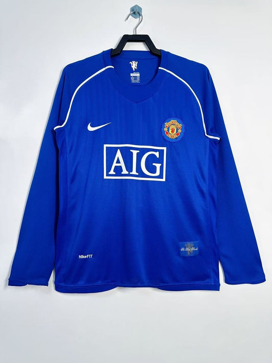Camiseta Retro de Manga Larga para Hombre del Manchester United Azul de Portero - 2007/08