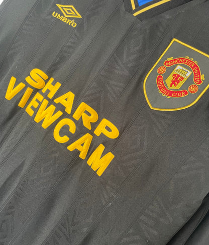 Maillot Rétro Manches Longues Manchester United Extérieur Noir - 1993/94