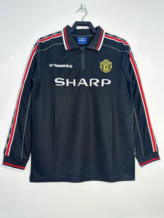 Retro Long Sleeve Manchester United Home Black - 1998