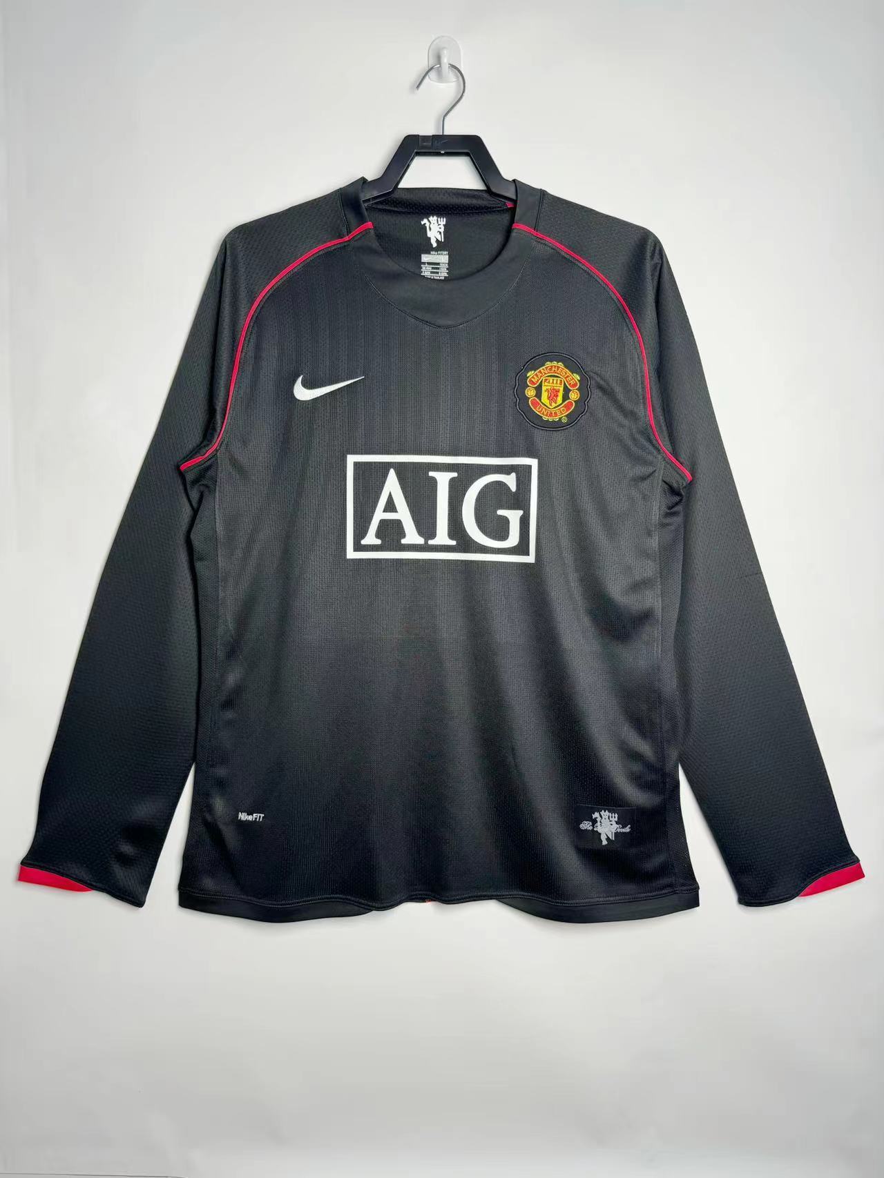 Maillot rétro à manches longues Manchester United Noir - Saison 2007/2008