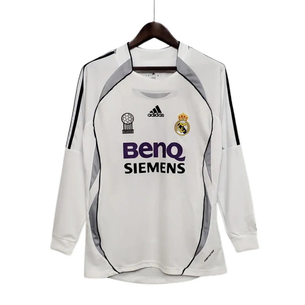 Retro Long Sleeve Real Madrid Adidas White - 06/07