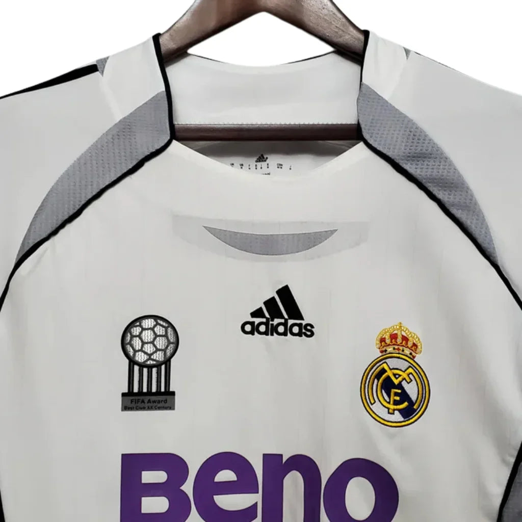 Retro Long Sleeve Real Madrid Adidas White - 06/07