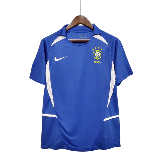 Camiseta Retro de Visitante de la Selección Nacional de Brasil 2002 para Hombre