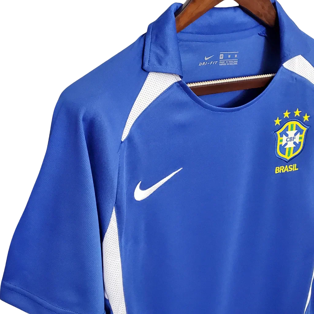Camiseta Retro de Visitante de la Selección Nacional de Brasil 2002 para Hombre
