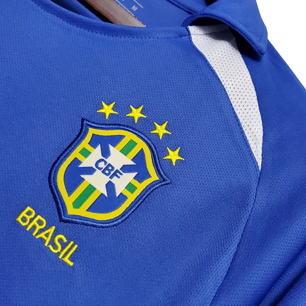 Camiseta Retro de Visitante de la Selección Nacional de Brasil 2002 para Hombre