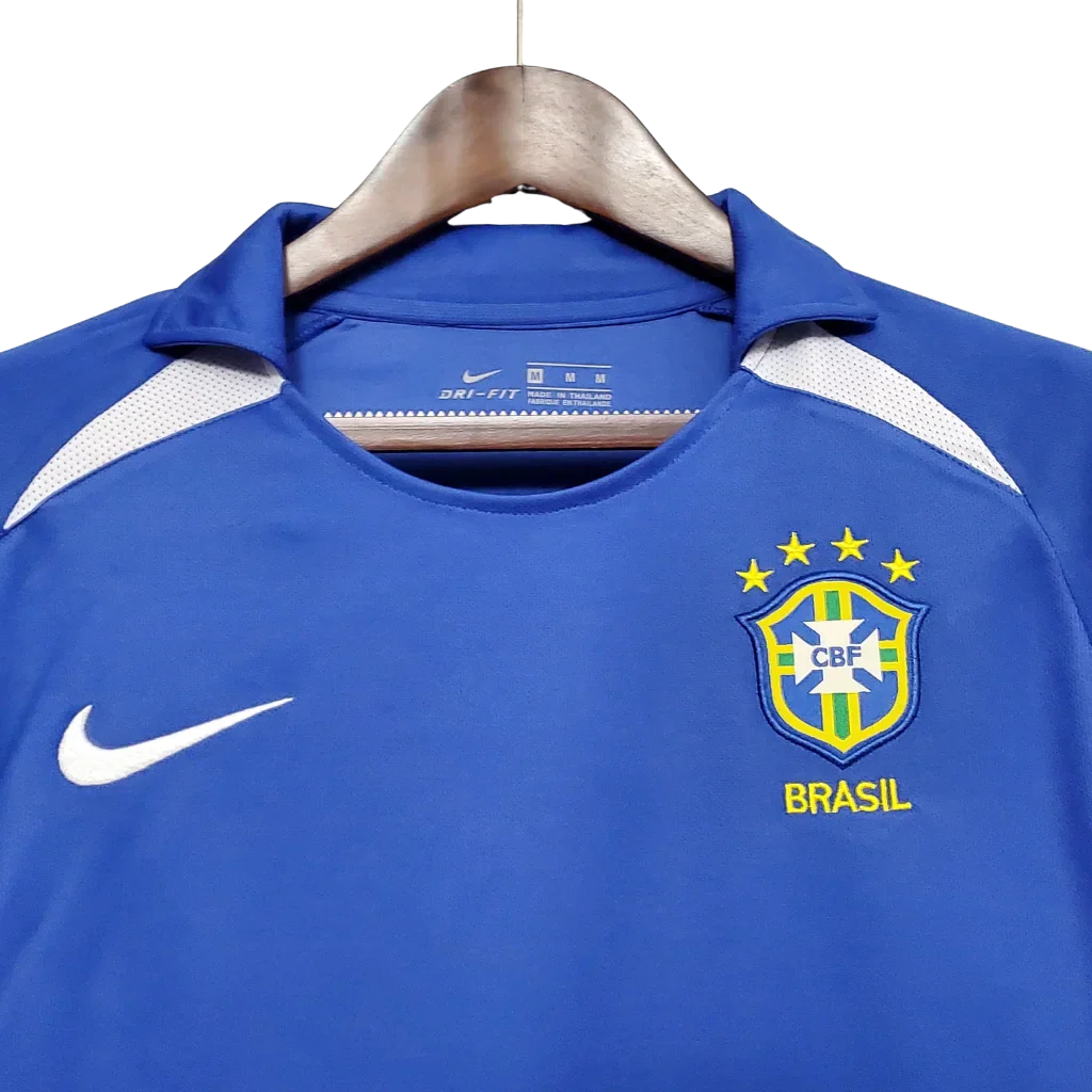 Camiseta Retro de Visitante de la Selección Nacional de Brasil 2002 para Hombre