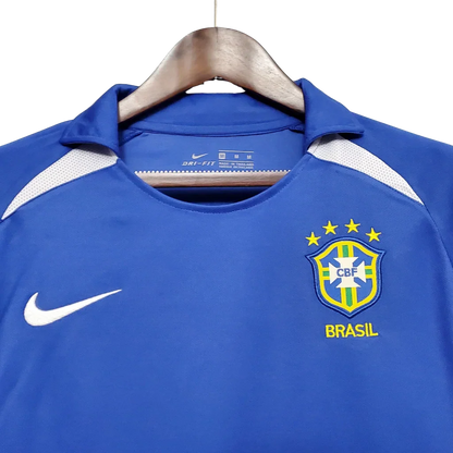 Camiseta Retro de Visitante de la Selección Nacional de Brasil 2002 para Hombre