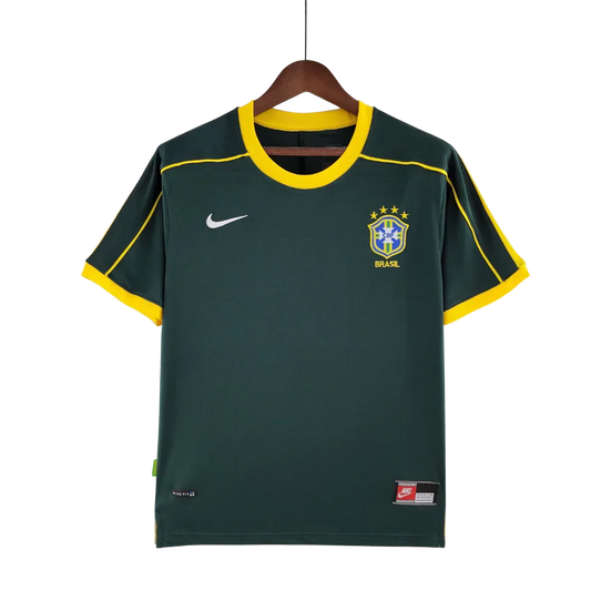 Maillot Homme Équipe Nationale Brésil Rétro Gardien Vert Foncé 1998