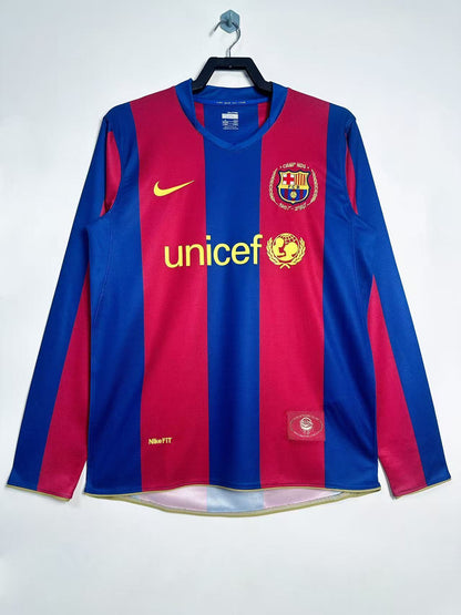 Maillot Rétro Domicile Homme à Manches Longues FC Barcelone - 2007/08