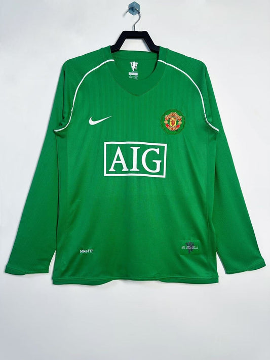 Camiseta de Manga Larga Retro de Hombre Portero del Manchester United Verde - Temporada 2007/08