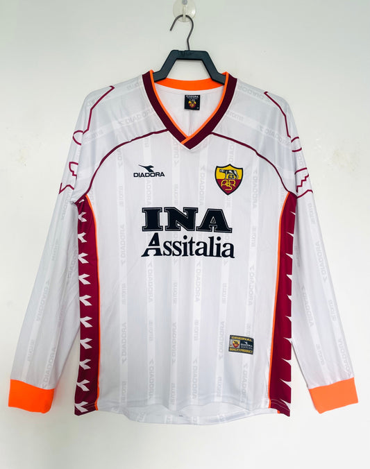 Hombre - Retro Manga Larga Roma Visitante - 1999/00