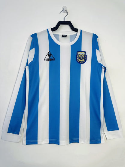 Maillot domicile de l'équipe nationale d'Argentine rétro à manches longues pour homme - 1986
