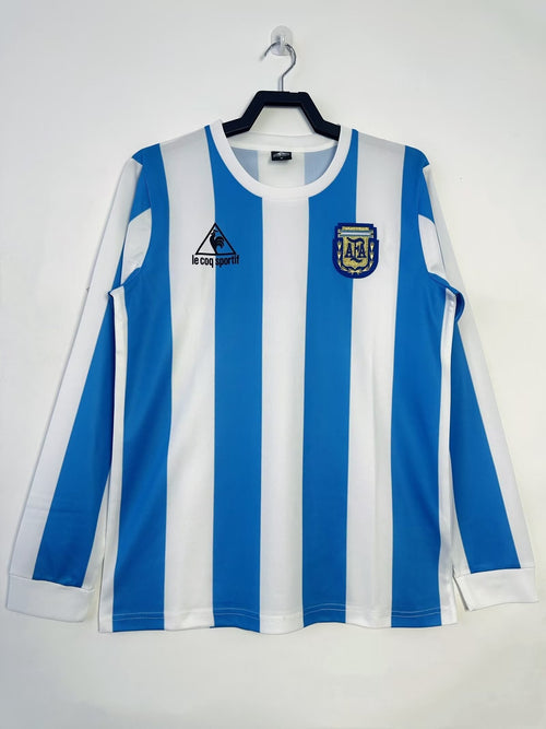 Maillot domicile de l'équipe nationale d'Argentine rétro à manches longues pour homme - 1986