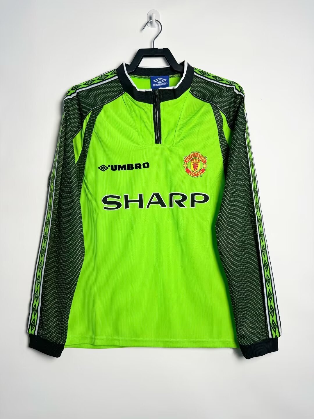 Camiseta Retro Manga Larga de Hombre Manchester United Portero Verde - Temporada 1998/1999