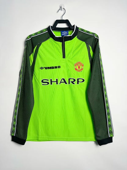 Camiseta Retro Manga Larga de Hombre Manchester United Portero Verde - Temporada 1998/1999