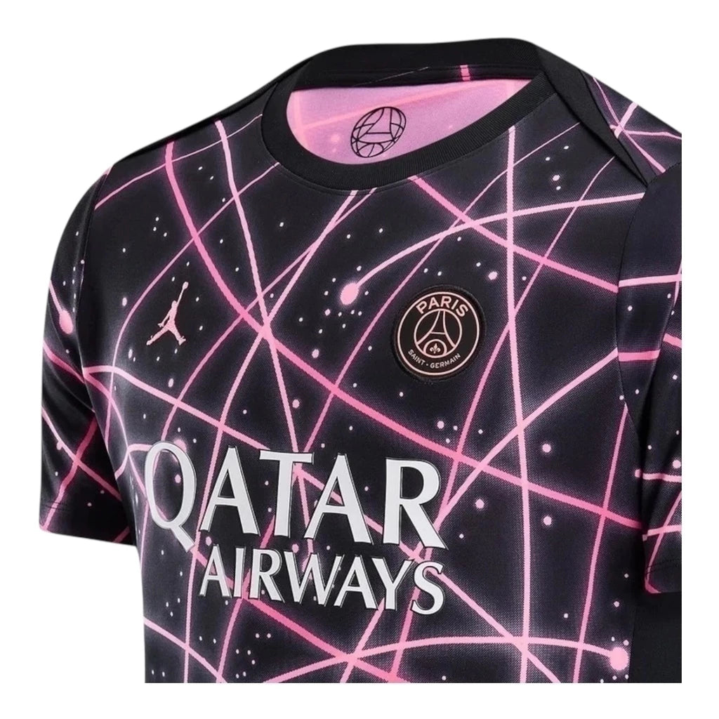 Maillot Homme PSG Pré-Match Noir et Rose - 25/26